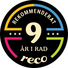 Rekommenderat 9 år i rad på Reco